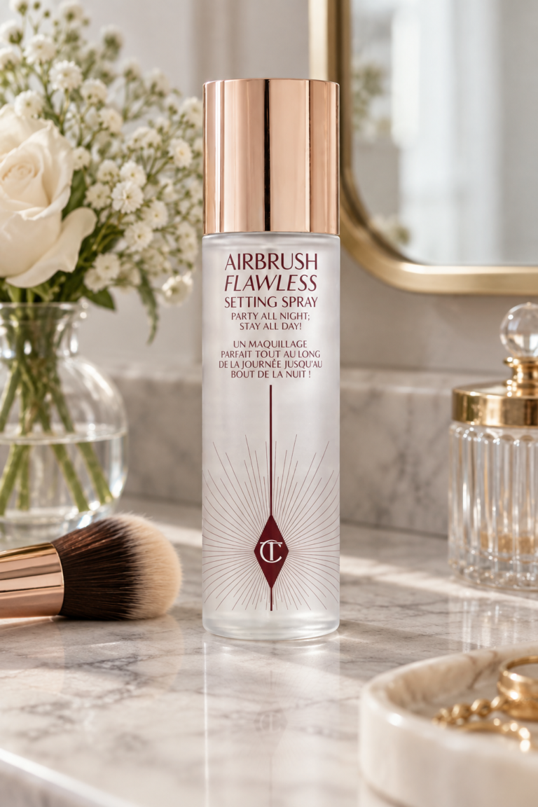 Charlotte Tilbury Airbrush Flawless Setting Spray for a luxury bridal makeup finish