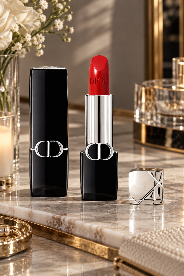 Dior Rouge Dior Couture 999 red lipstick for South Asian bridal makeup